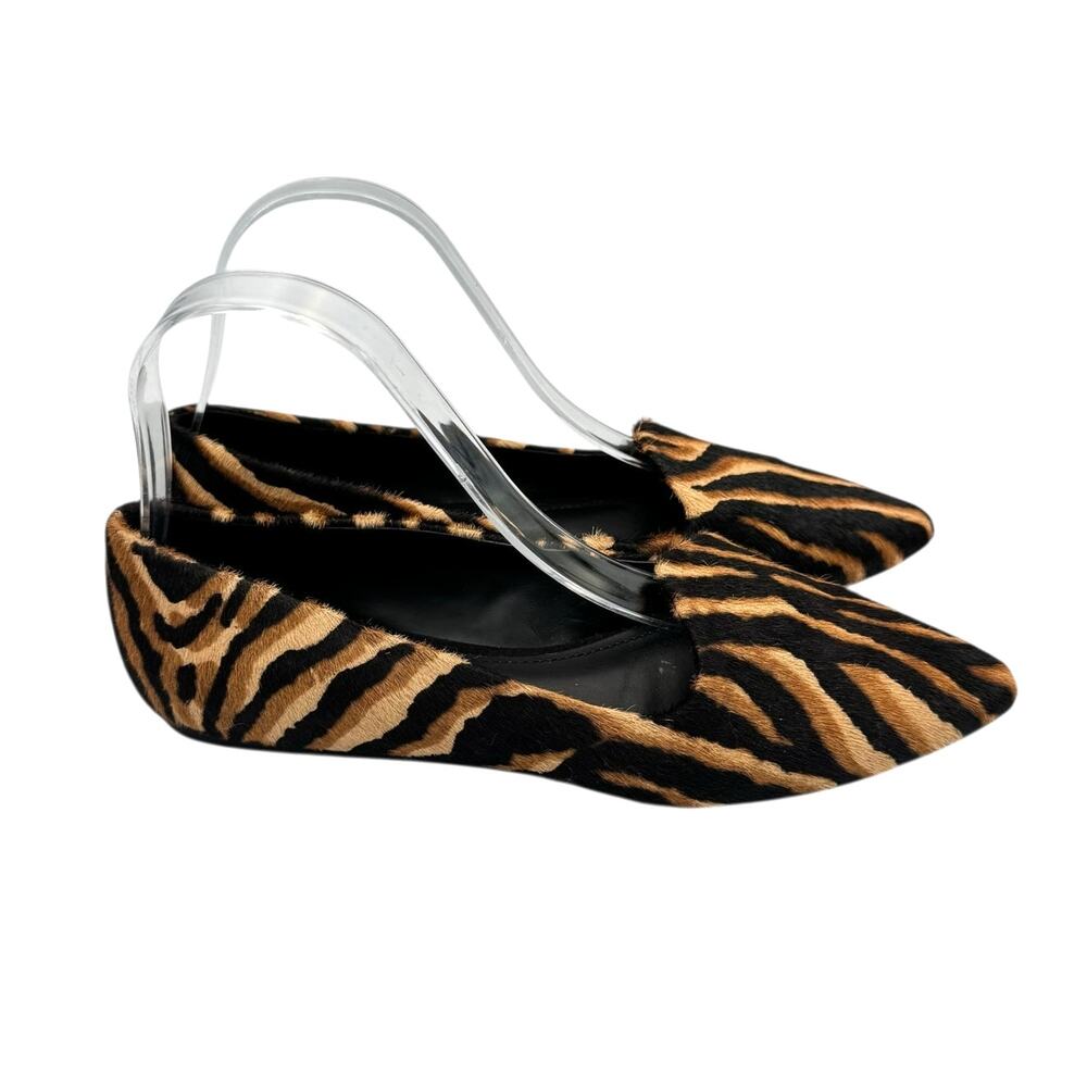 Gibson Latimer Ellie Tan & Black Tiger Print Calf Hair Pointed Toe Ballet Flats - Picture 5 of 12